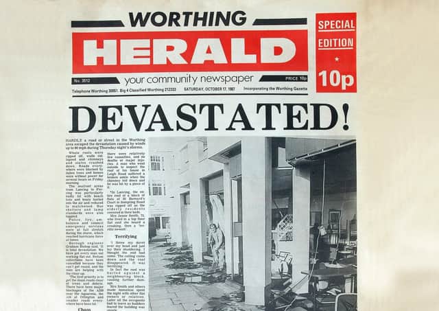 A special edition of the Worthing Herald was published after the Great Storm hit