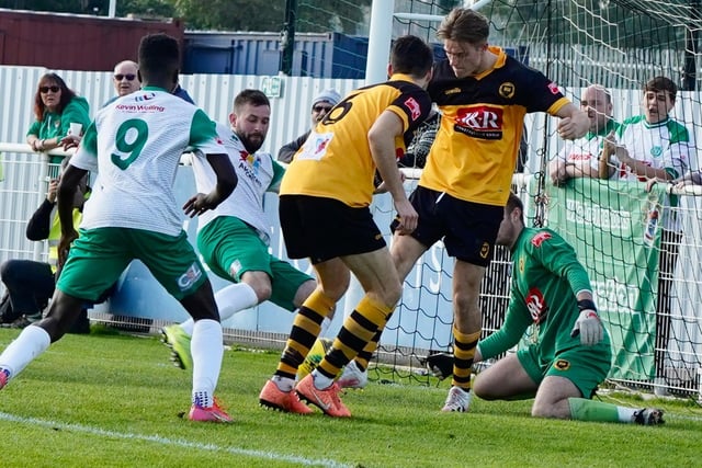 Action, fan pictures and celebrations as Bognor win 1-0 at Cheshunt in the Isthmian premier / Pictures: Martin Denyer, Lyn Phillips and Trevor Staff