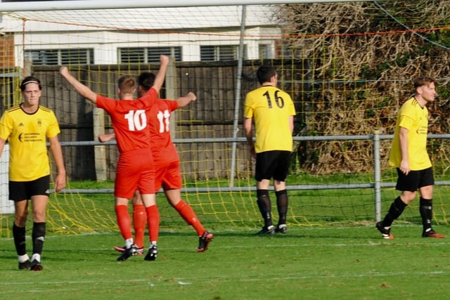 Action and goal celebrations from Littlehampton's 5-2 win at home to Crawley Down Gatwick / Pictures: Stephen Goodger