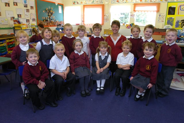 Reception class '08. news. Barnack primary reception pupils with teacher Tanya Ruff