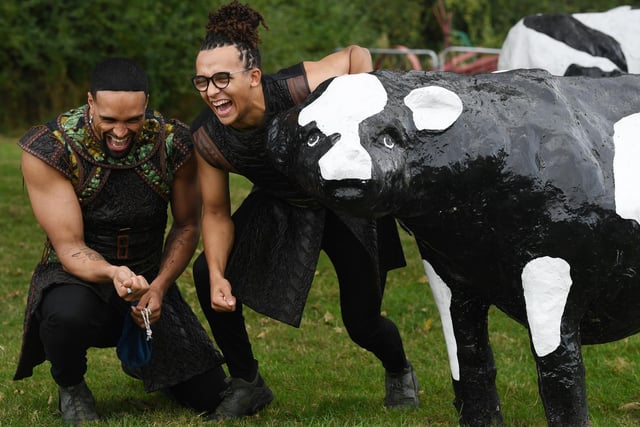 Diversity members share a joke when they meet MK's famous concrete cows