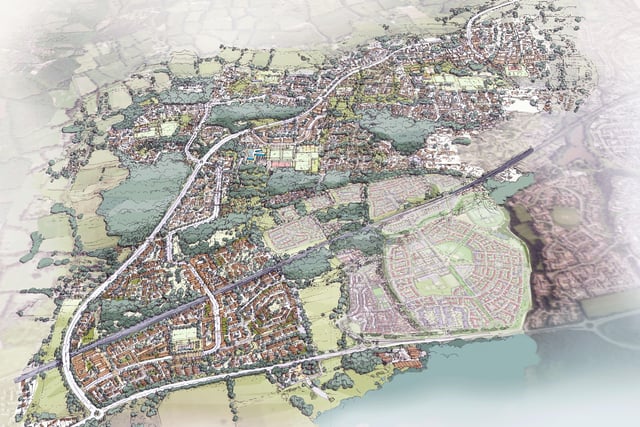 Up to 10,000 homes could be built here. The site includes Ifield Golf Club and a huge amount of green space, 75 per cent of which campaigners argue is a biodiversity opportunity area.