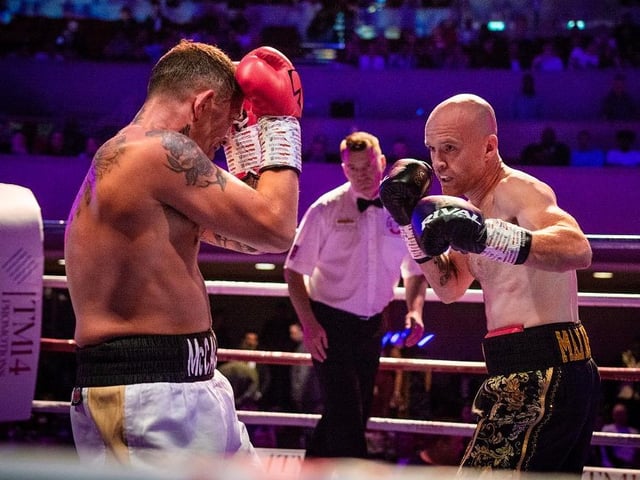 Team Shoe-Box fighter Dempsey Madden in action against Kevin McAuley