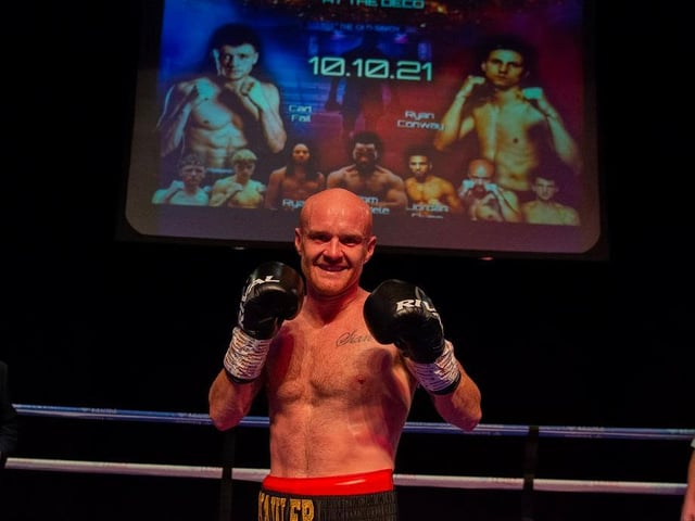 Dempsey Madden is all smiles after his debut win over Kevin McAuley