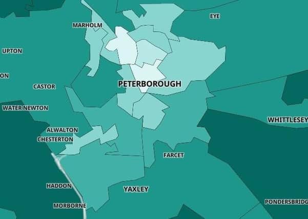 Peterborough: First dose: 65.9% Second dose: 59.8%