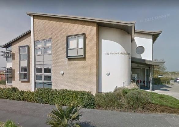 Harbour Medical Practice, Pacific Drive, Eastbourne.  Feedback forms received: 151 Response rate: 47.3% Fairly poor: 6% Very poor: 14.2% Photo from Google Maps.