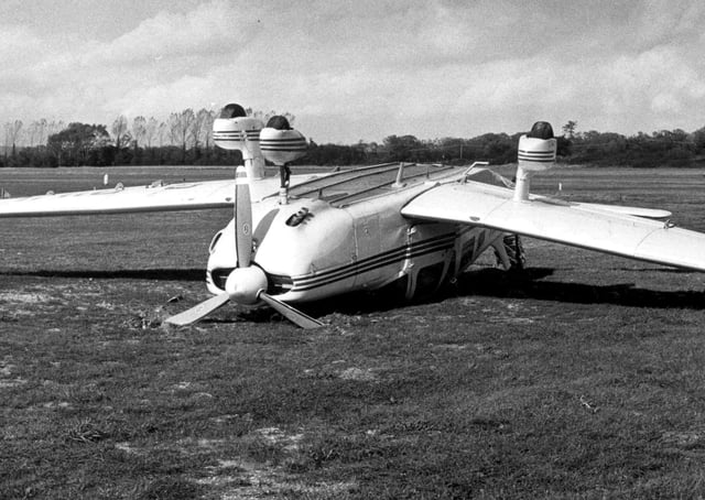 A light aircraft flipped at Goodwood after the Great Storm in 1987