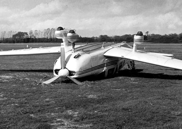 A light aircraft flipped at Goodwood after the Great Storm in 1987