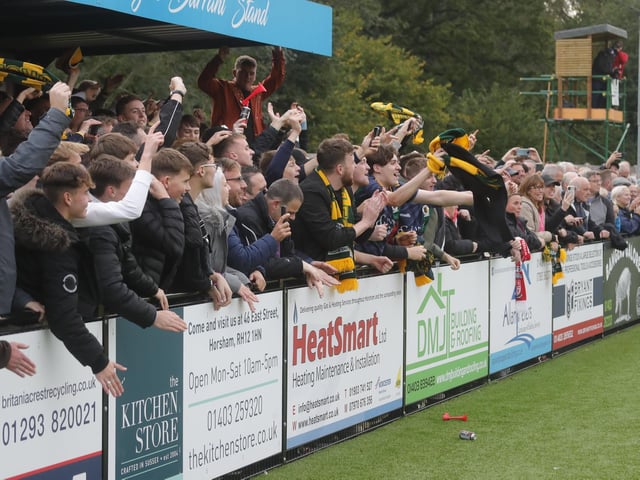 Post-match scenes at the Camping World Community Stadium, where Horsham beat Woking 1-0 to progress to the first round of the FA Cup, in which they will face Carlisle United / Pictures: John Lines - Horsham FC