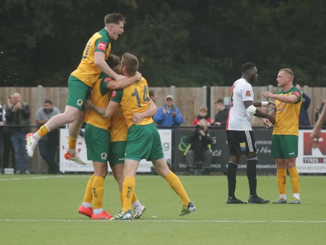 Post-match scenes at the Camping World Community Stadium, where Horsham beat Woking 1-0 to progress to the first round of the FA Cup, in which they will face Carlisle United / Pictures: John Lines - Horsham FC