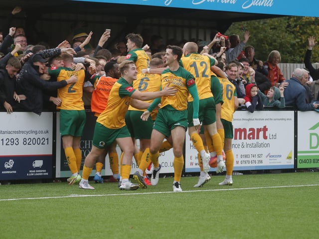 Post-match scenes at the Camping World Community Stadium, where Horsham beat Woking 1-0 to progress to the first round of the FA Cup, in which they will face Carlisle United / Pictures: John Lines - Horsham FC