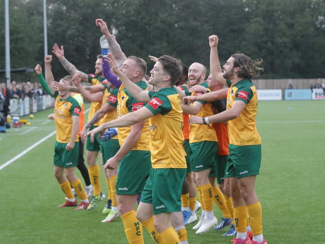 Post-match scenes at the Camping World Community Stadium, where Horsham beat Woking 1-0 to progress to the first round of the FA Cup, in which they will face Carlisle United / Pictures: John Lines - Horsham FC
