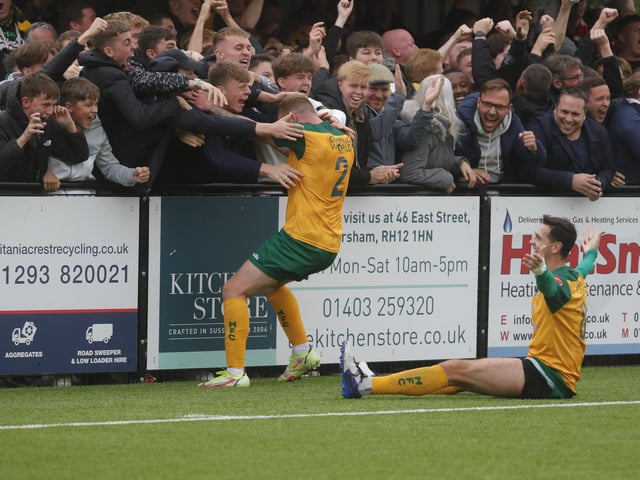 Post-match scenes at the Camping World Community Stadium, where Horsham beat Woking 1-0 to progress to the first round of the FA Cup, in which they will face Carlisle United / Pictures: John Lines - Horsham FC