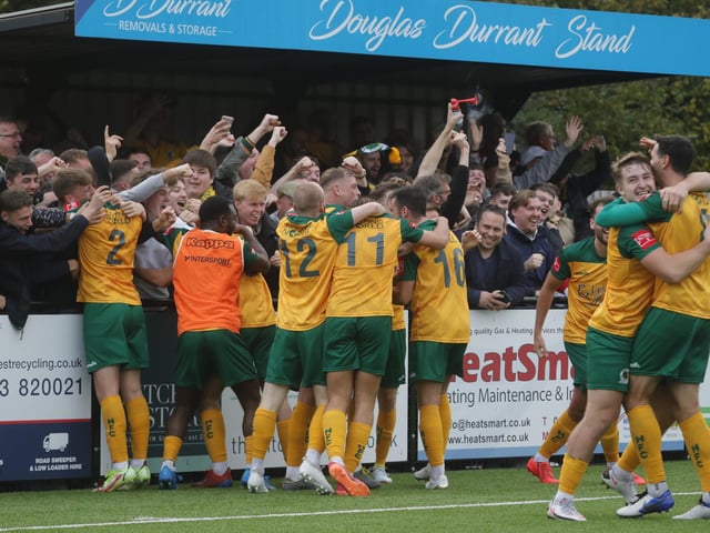 Post-match scenes at the Camping World Community Stadium, where Horsham beat Woking 1-0 to progress to the first round of the FA Cup, in which they will face Carlisle United / Pictures: John Lines - Horsham FC