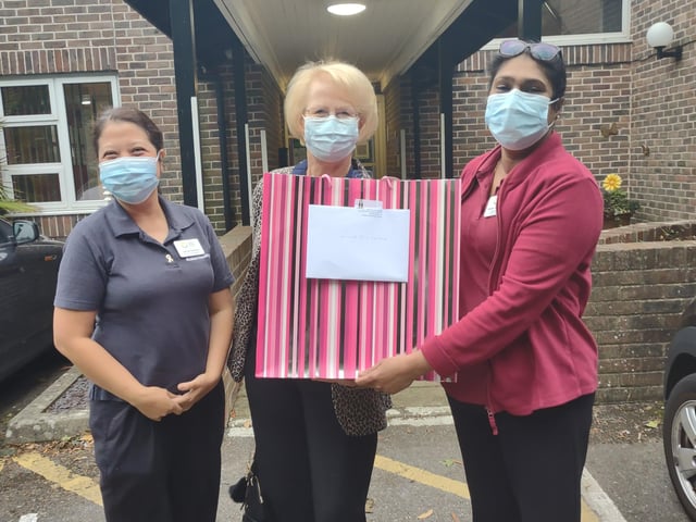Haywards Heath town mayor Howard Mundin and his consort Margaret Baker delivered treat bags to every care home in town for Silver Sunday. Picture: Haywards Heath Town Council.