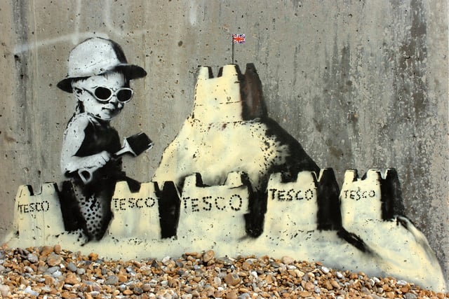 Banksy mural on a St Leonards beach. Photo taken on August 26 2010 just after it was first discovered. Pic by Sam Potter. SUS-210103-142559001