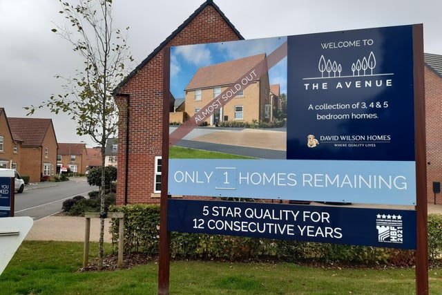 The Barratt and David Wilson Homes development has one house left on the market. The estate has 189 properties in total.