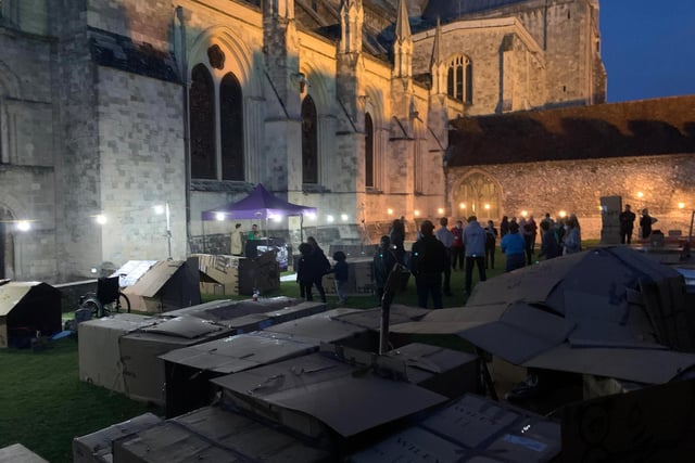 The Chichester cathedral courtyard was well lit