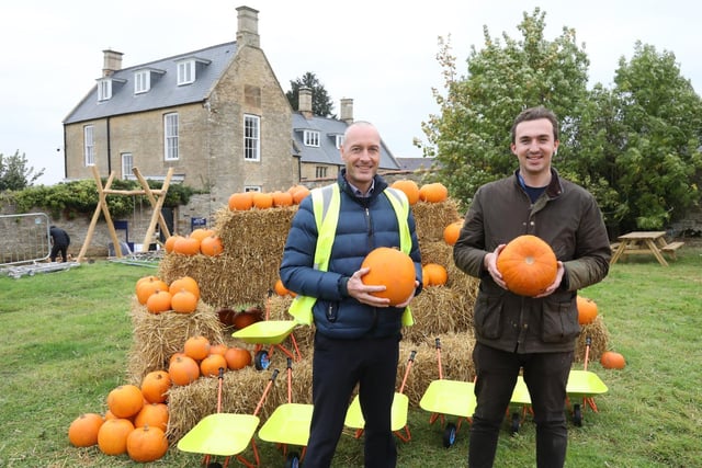 l-r Paul Norwell (construction project manager) and Jack Pishhorn
Chester House Estate business manager with the pumpkin patch (costs extra). Events will take place throughout the seasons