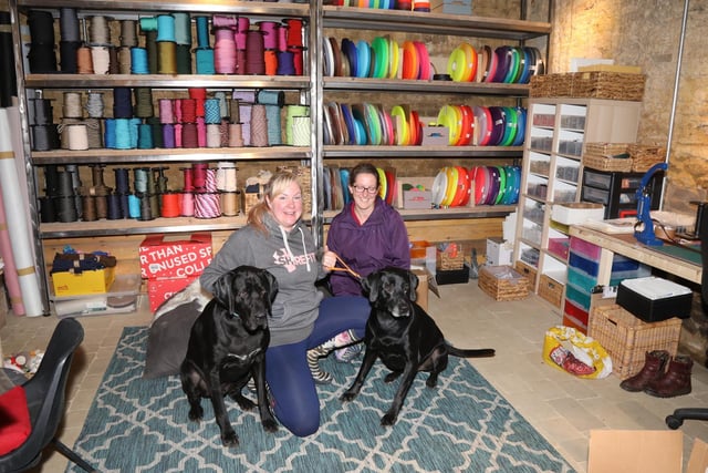 Trinkety Paws dog shop and lead makers l-r Nadine Berger and Sandra Szatkowski with dogs Cooper and Ozzie.
