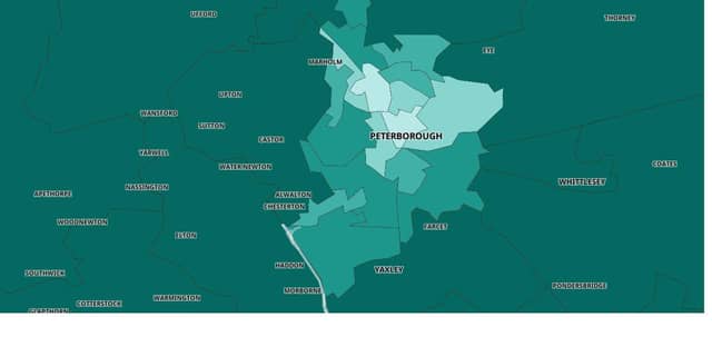 Peterborough: First dose: 66.1% Second dose: 60.1%