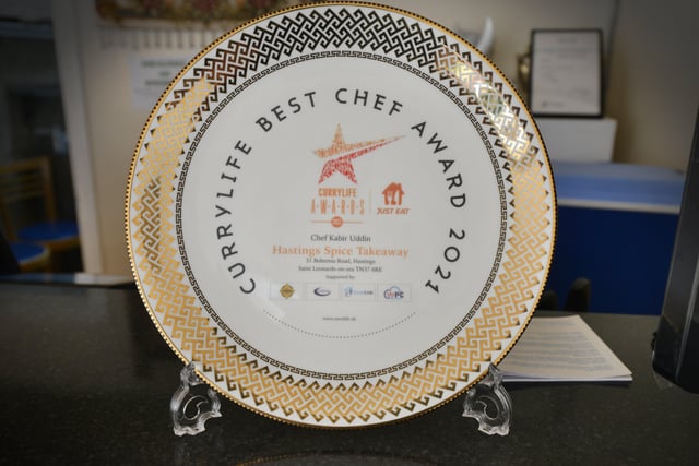 Hastings Spice in St Leonards wins Currylife Best Chef Award 2021, which was presented to Kabir Uddin. SUS-211022-125750001