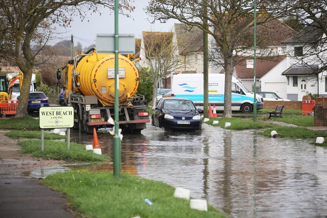 A pumped sewer main carrying wastewater from properties has burst in Orient Road, Lancing, and Southern Water are currently working to fix the problem. Photo by Eddie Mitchell