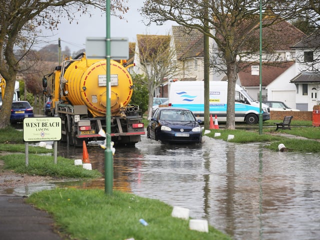 A pumped sewer main carrying wastewater from properties has burst in Orient Road, Lancing, and Southern Water are currently working to fix the problem. Photo by Eddie Mitchell
