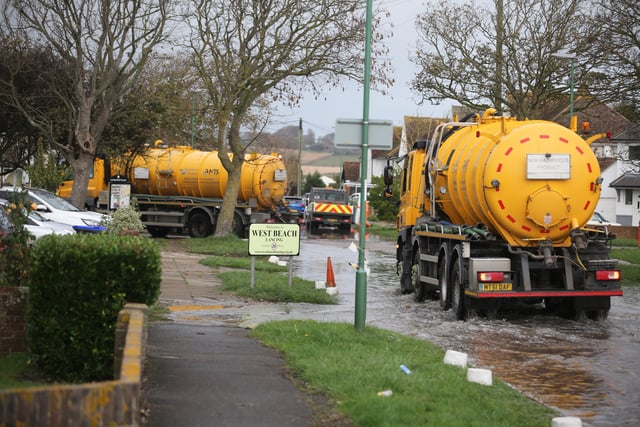 A pumped sewer main carrying wastewater from properties has burst in Orient Road, Lancing, and Southern Water are currently working to fix the problem. Photo by Eddie Mitchell