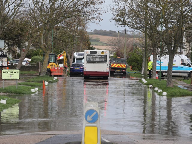A pumped sewer main carrying wastewater from properties has burst in Orient Road, Lancing, and Southern Water are currently working to fix the problem. Photo by Eddie Mitchell