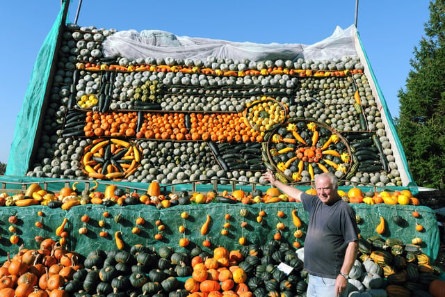 Tony Smith with the pumpkin and gourd display he made at Slindon in 2010. Picture: Malcolm McCluskey