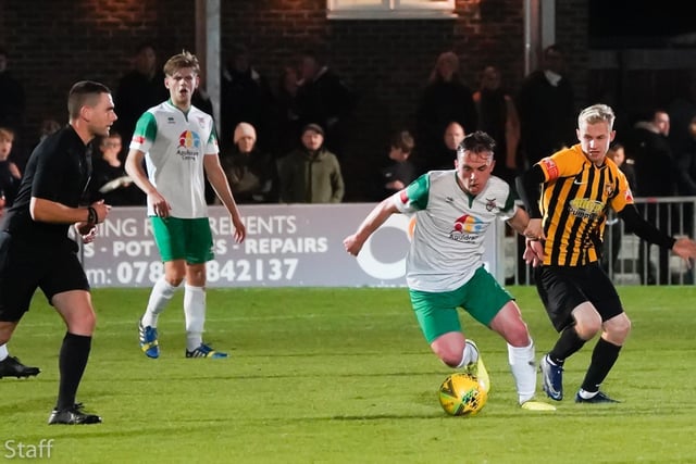 Action from Bognor's 4-2 home defeat to Folkestone / Pictures: Lyn Phillips and Trevor Staff