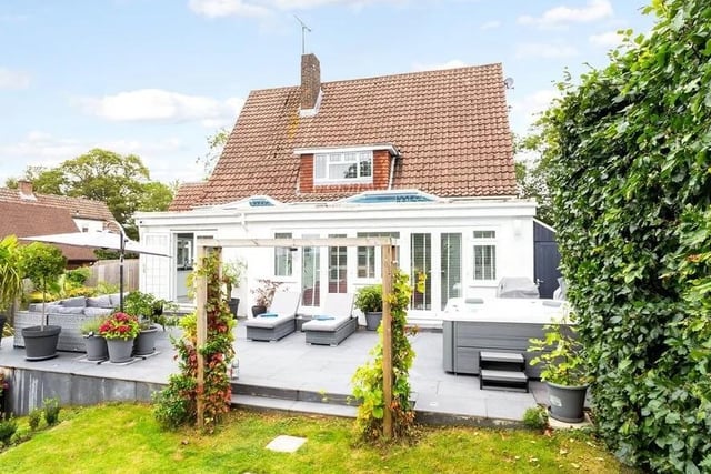 A paved terrace offers ample space for seating. Picture: Hamptons - Haywards Heath Sales.