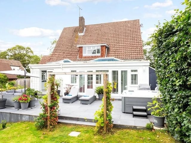 A paved terrace offers ample space for seating. Picture: Hamptons - Haywards Heath Sales.