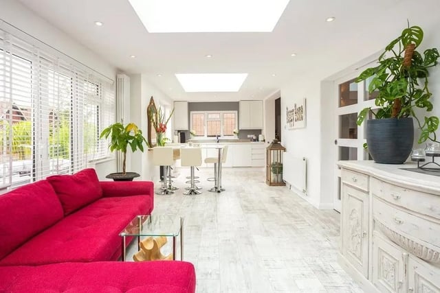 The ground floor is mostly open plan with the kitchen and sitting room flowing through to the dining room. Picture: Hamptons - Haywards Heath Sales.