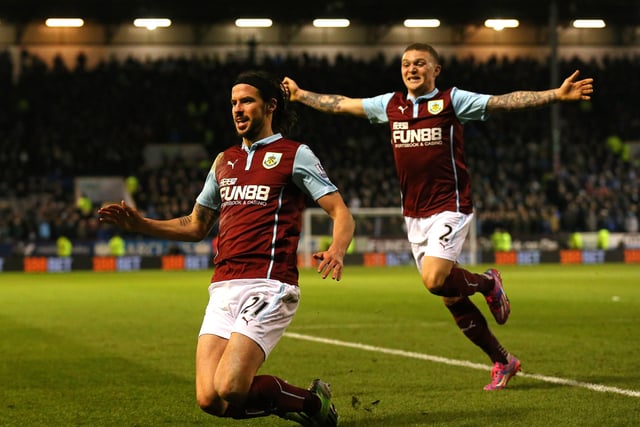 George Boyd helped Burnley win the Championship title in the 2015-16 season. The previous season he scored a famous Premier League goal against Manchester City at Turf Moor in 2015. He's pictured celebrating that goal. Photo: Getty Images.