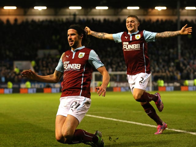 George Boyd helped Burnley win the Championship title in the 2015-16 season. The previous season he scored a famous Premier League goal against Manchester City at Turf Moor in 2015. He's pictured celebrating that goal. Photo: Getty Images.