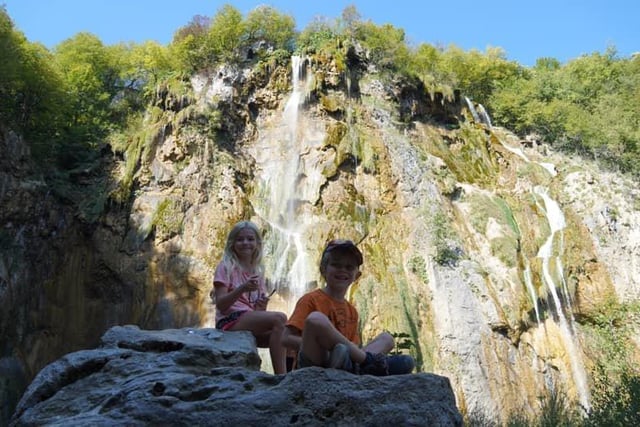 The children at Plitvice Waterfalls in Croatia. EMN-211028-105236001