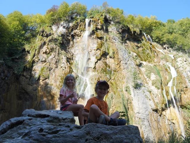 The children at Plitvice Waterfalls in Croatia. EMN-211028-105236001