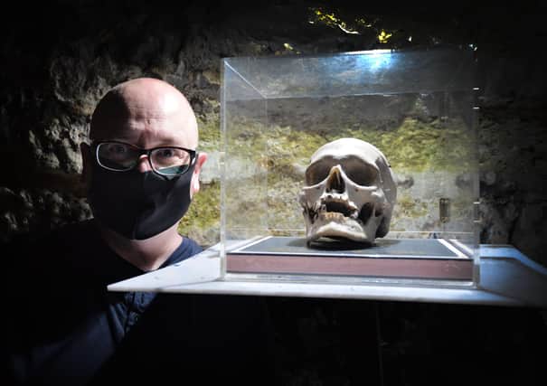 The True Crime Museum in Hastings.

Curator Joel Griggs with the skull of Louis Lefèvre SUS-211025-154822001