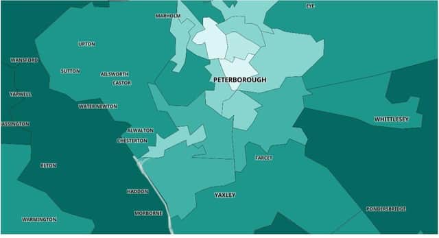 Peterborough: 1st dose: 66% 2nd dose: 60%