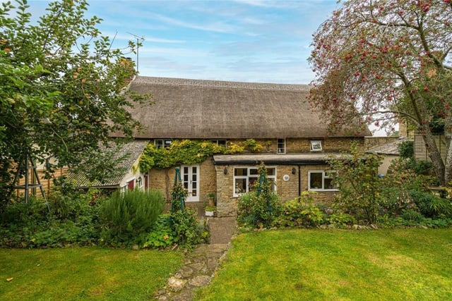 Rear view of St Patrick's grade II listed cottage on the market in the village of Aynho near Banbury (Image from Rightmove)