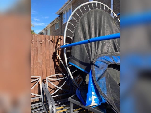 Gloria Cross found herself the recipient of a new trampoline. One previous owner.
