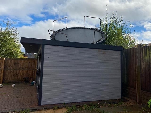 Hayley Douglas might need a ladder to retrieve her trampoline