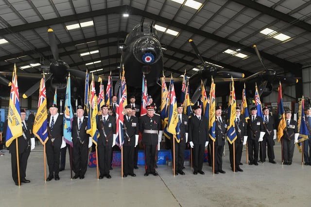 Standard bearers and dignitaries at the Lincolnshire Royal British Legion Poppy Appeal Launch.