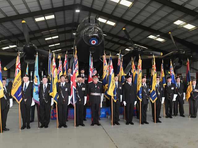 Standard bearers and dignitaries at the Lincolnshire Royal British Legion Poppy Appeal Launch.