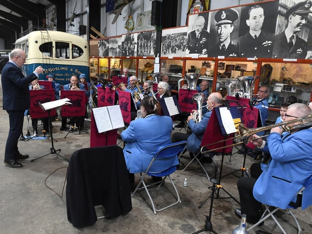 Swineshead Silver Band showed the power of music when the rain stopped for the Lancaster taxi run.