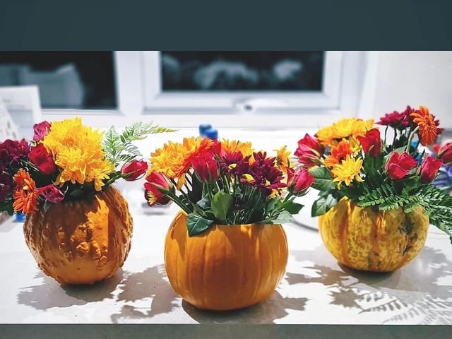 Katy Bishop sent in this lovely twist on pumpkin carving and created this brilliant band of bouquets
