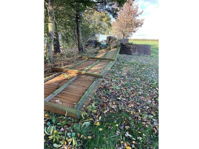Damage done at Sacrewell Farm.