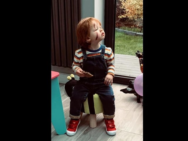 This is Riley dressed up as a very convincing looking Chucky! Photo by Giles Blake.